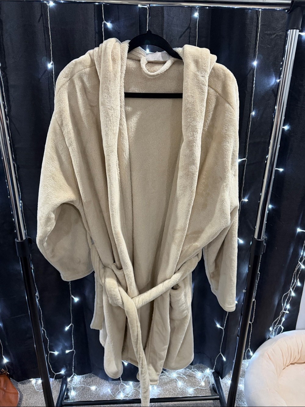 summer & rose Plush Hooded Bathrobe in Cream